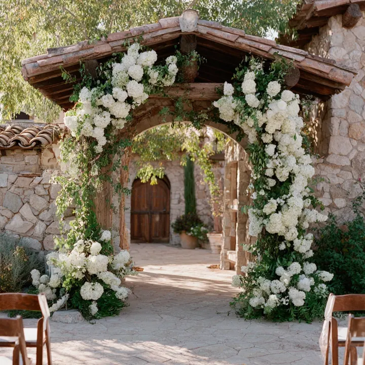 Quand la pierre provençale se pare de fleurs blanches. When Provençal stone dresses in white flowers.